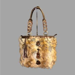 Sharif • Original • Safari • Brown • Angora Fur • Stones/Crystals •Shoulder Bag